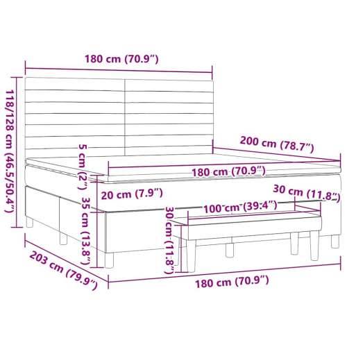 Krevet s oprugama i madracem plavi 180x200 cm od tkanine - Plava 180 x 200 cm vodoravne pruge Cijena