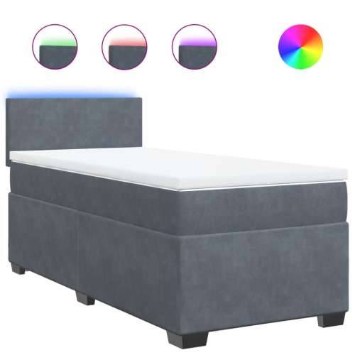 Box spring krevet s madracem tamnosivi 80 x 200 cm baršunasti - Tamno siva 80 x 200 cm Gladak dizajn Cijena