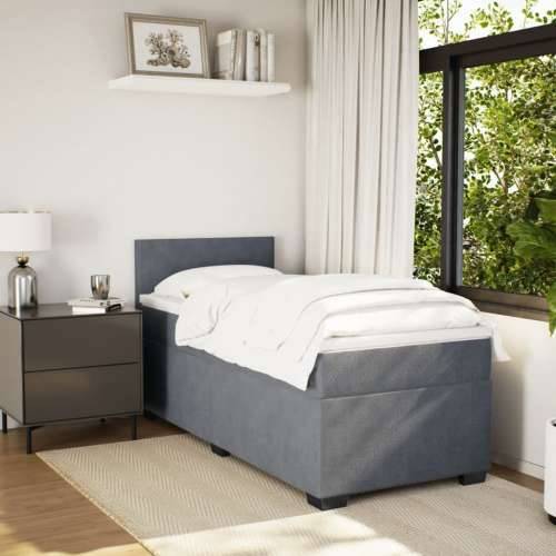 Box spring krevet s madracem tamnosivi 80 x 200 cm baršunasti - Tamno siva 80 x 200 cm Gladak dizajn Cijena