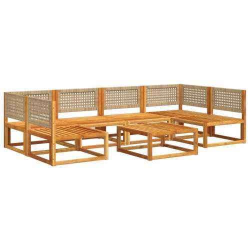 Vrtna garnitura - 7-dijelni set vrtnih sofa s jastucima masivno bagremovo drvo - bež i krem 2x kutna + 4x srednja + stol 1 Cijena