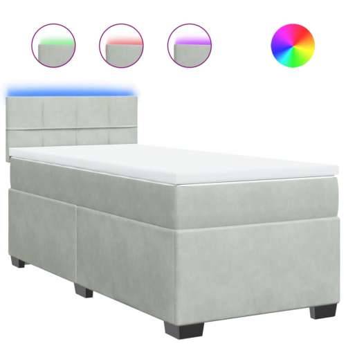 Box spring krevet s madracem svjetlosivi 80 x 200 cm baršunasti - Svjetlosiva 80 x 200 cm Blok s kvadratima Cijena