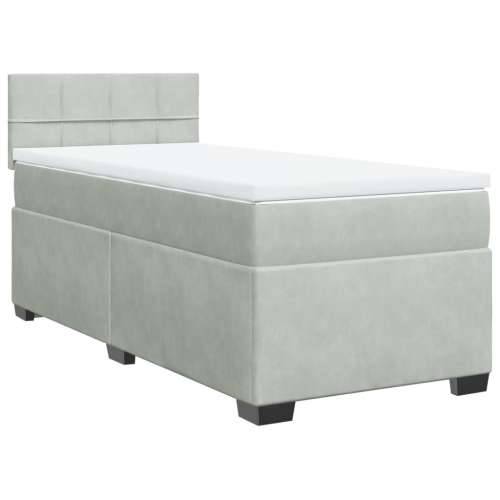 Box spring krevet s madracem svjetlosivi 80 x 200 cm baršunasti - Svjetlosiva 80 x 200 cm Blok s kvadratima Cijena