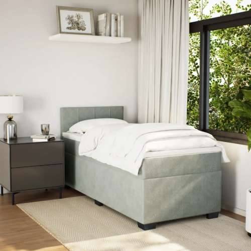Box spring krevet s madracem svjetlosivi 80 x 200 cm baršunasti - Svjetlosiva 80 x 200 cm Blok s kvadratima Cijena