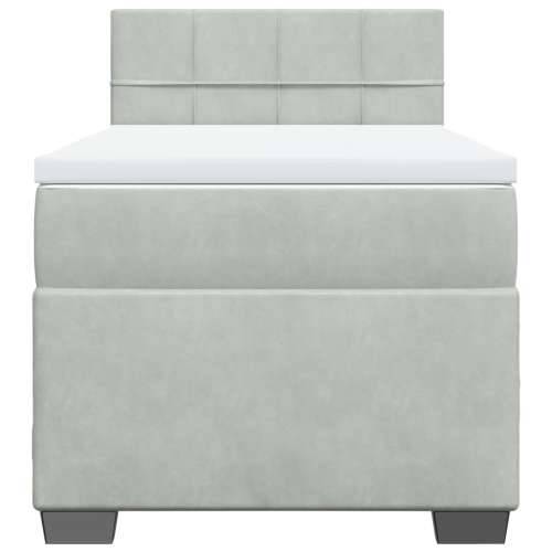 Box spring krevet s madracem svjetlosivi 80 x 200 cm baršunasti - Svjetlosiva 80 x 200 cm Blok s kvadratima Cijena