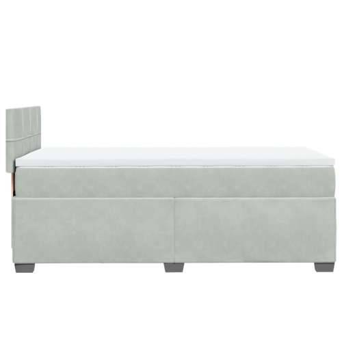 Box spring krevet s madracem svjetlosivi 80 x 200 cm baršunasti - Svjetlosiva 80 x 200 cm Blok s kvadratima Cijena
