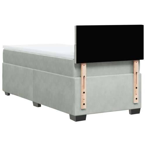 Box spring krevet s madracem svjetlosivi 80 x 200 cm baršunasti - Svjetlosiva 80 x 200 cm Blok s kvadratima Cijena