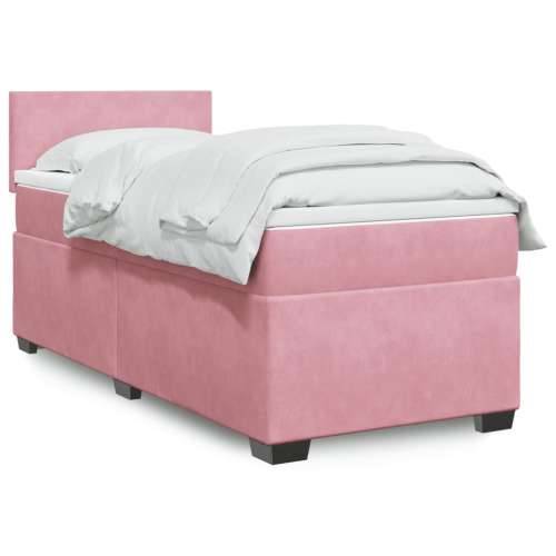 Box spring krevet s madracem ružičasti 100x200 cm baršunasti - Ružičasta 100 x 200 cm Gladak dizajn Cijena