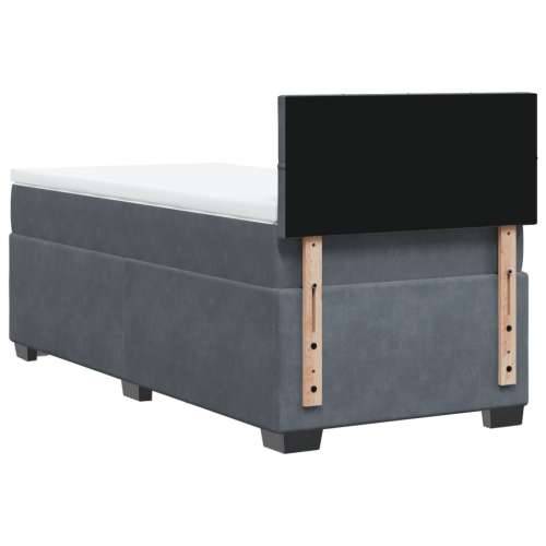 Krevet box spring s madracem tamnosivi za 1 osobu baršunasti - Svjetlosiva jedna veličina gumbi Cijena