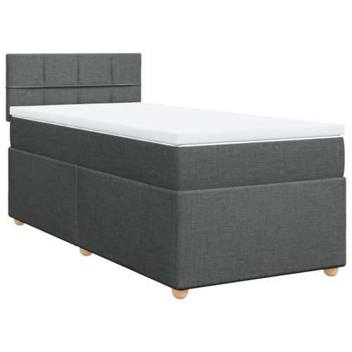 Krevet s oprugama i madracem tamnosivi 90 x 190 cm od tkanine - Tamno siva 90 x 190 cm Blok s kvadratima Cijena