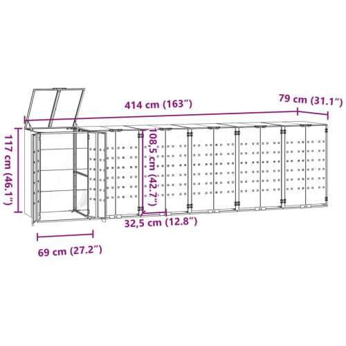 Spremište za 6 kante za otpad crno 414x79x117 cm čelično - Crna 6 1 Cijena