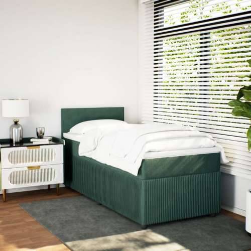 Box spring krevet s madracem tamnozeleni 80 x 200 cm baršunasti - Tamnozelena 80 x 200 cm Gladak dizajn Cijena