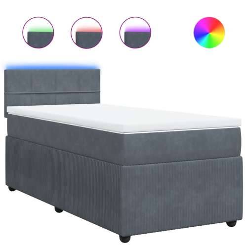 Box spring krevet s madracem tamnosivi 80 x 200 cm baršunasti - Tamno siva 80 x 200 cm Blok s kvadratima Cijena