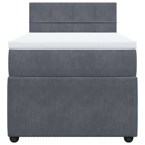 Box spring krevet s madracem tamnosivi 80 x 200 cm baršunasti - Tamno siva 80 x 200 cm Blok s kvadratima Cijena