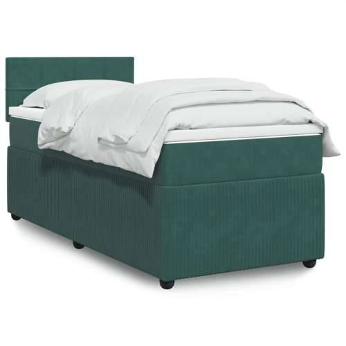 Box spring krevet s madracem tamnozeleni 80 x 200 cm baršunasti Tamnozelena 80 x 200 cm Blok s kvadratima Cijena
