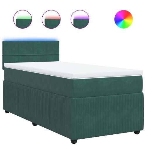 Box spring krevet s madracem tamnozeleni 80 x 200 cm baršunasti Tamnozelena 80 x 200 cm Blok s kvadratima Cijena