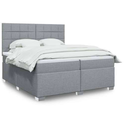 Krevet s oprugama i madracem svjetlosivi 200 x 200cm od tkanine - Svjetlosiva 200 x 200 cm Blok s kvadratima Cijena