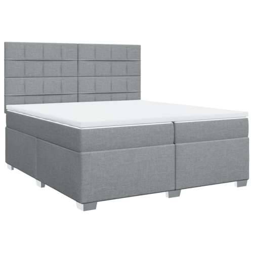 Krevet s oprugama i madracem svjetlosivi 200 x 200cm od tkanine - Svjetlosiva 200 x 200 cm Blok s kvadratima Cijena