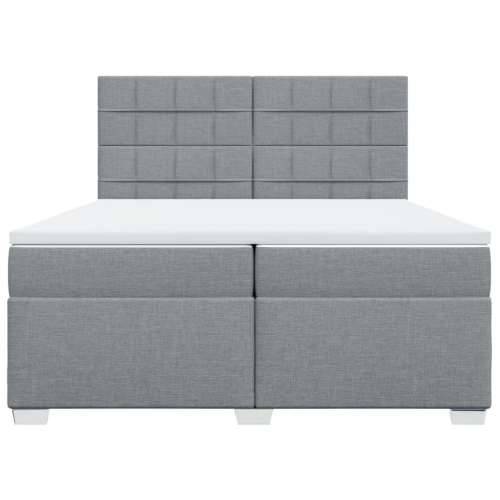 Krevet s oprugama i madracem svjetlosivi 200 x 200cm od tkanine - Svjetlosiva 200 x 200 cm Blok s kvadratima Cijena