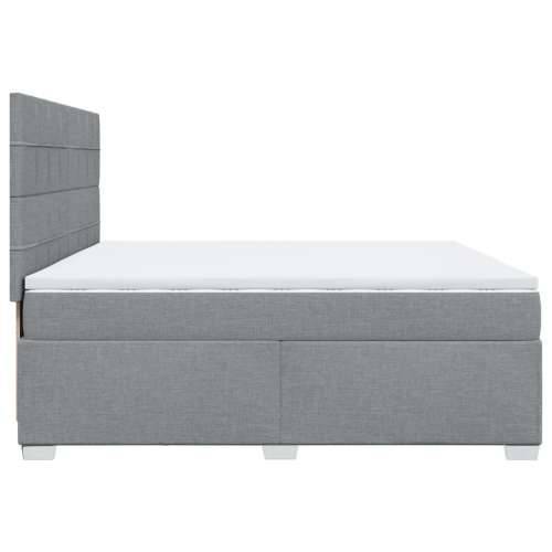 Krevet s oprugama i madracem svjetlosivi 200 x 200cm od tkanine - Svjetlosiva 200 x 200 cm Blok s kvadratima Cijena