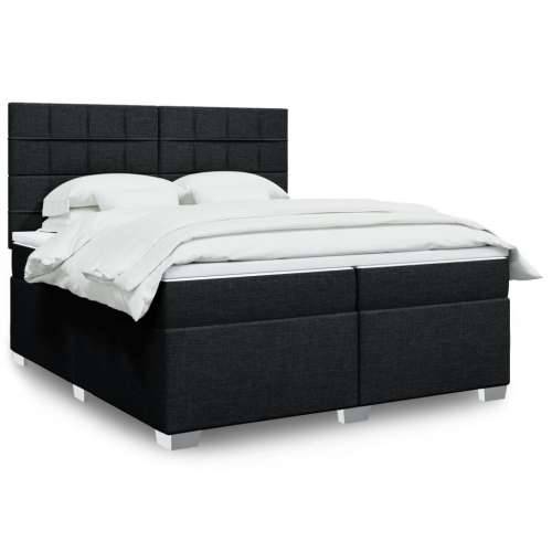 Krevet s oprugama i madracem crni 200x200 cm od tkanine - Crna 200 x 200 cm Blok s kvadratima Cijena