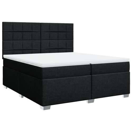 Krevet s oprugama i madracem crni 200x200 cm od tkanine - Crna 200 x 200 cm Blok s kvadratima Cijena