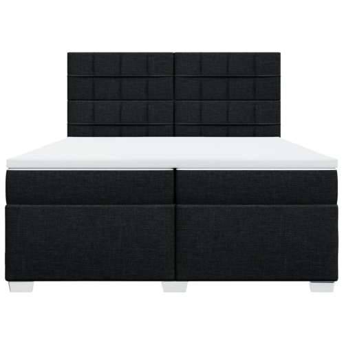 Krevet s oprugama i madracem crni 200x200 cm od tkanine - Crna 200 x 200 cm Blok s kvadratima Cijena