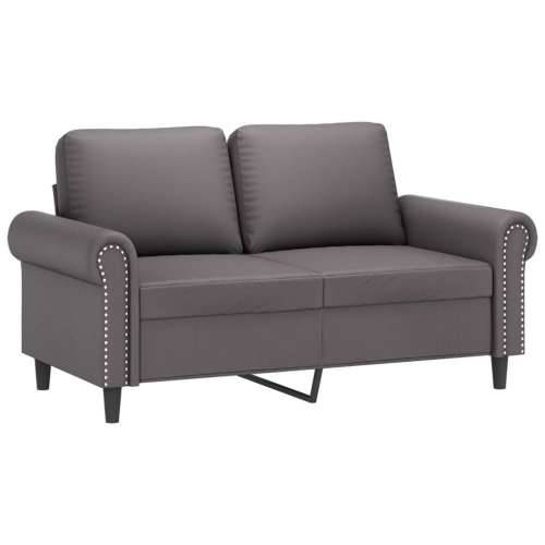 3-dijelni set sofa s jastucima sivi od umjetne kože - Siva s jastucima i tabureom Cijena