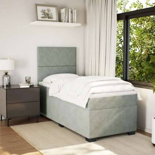 Box spring krevet s madracem svjetlosivi 80 x 200 cm baršunasti Svjetlosiva 80 x 200 cm Gladak dizajn Cijena
