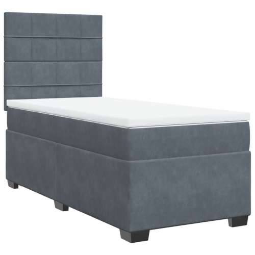 Box spring krevet s madracem tamnosivi 80 x 200 cm baršunasti - Tamno siva 80 x 200 cm Blok s kvadratima Cijena