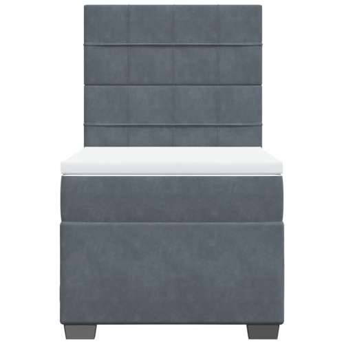 Box spring krevet s madracem tamnosivi 80 x 200 cm baršunasti - Tamno siva 80 x 200 cm Blok s kvadratima Cijena