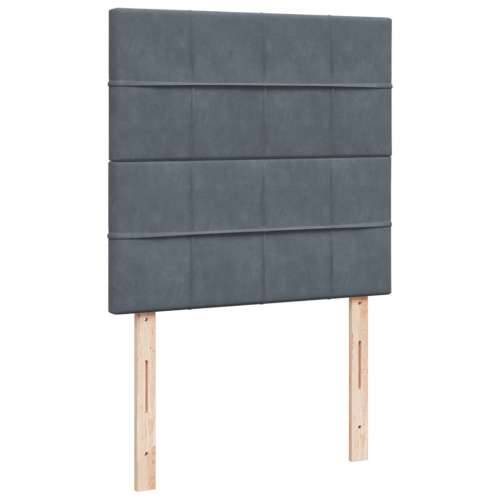 Box spring krevet s madracem tamnosivi 80 x 200 cm baršunasti - Tamno siva 80 x 200 cm Blok s kvadratima Cijena