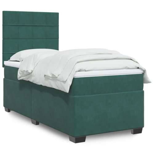 Box spring krevet s madracem tamnozeleni 90x190 cm baršunasti Tamnozelena 90 x 190 cm Blok s kvadratima Cijena