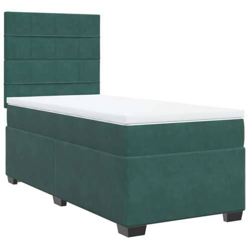 Box spring krevet s madracem tamnozeleni 90x190 cm baršunasti Tamnozelena 90 x 190 cm Blok s kvadratima Cijena