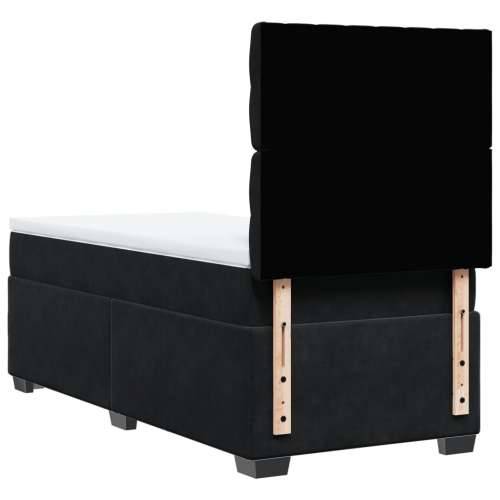 Box spring krevet s madracem crni 90x190 cm baršunasti - Crna 90 x 190 cm Dizajn s gumbima Cijena