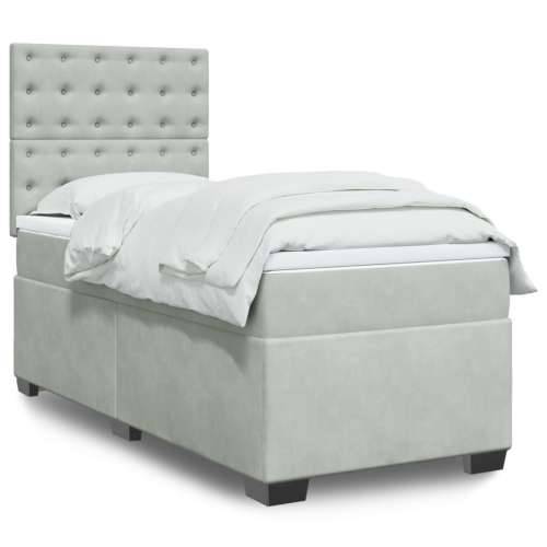 Box spring krevet s madracem svjetlosivi 100x200 cm baršunasti Svjetlosiva 100 x 200 cm gumbi Cijena