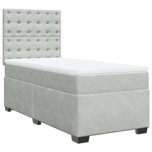 Box spring krevet s madracem svjetlosivi 100x200 cm baršunasti Svjetlosiva 100 x 200 cm gumbi Cijena