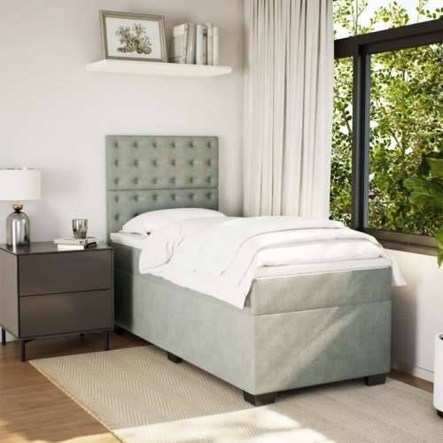 Box spring krevet s madracem svjetlosivi 100x200 cm baršunasti Svjetlosiva 100 x 200 cm gumbi Cijena