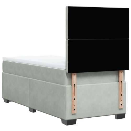 Box spring krevet s madracem svjetlosivi 100x200 cm baršunasti Svjetlosiva 100 x 200 cm gumbi Cijena