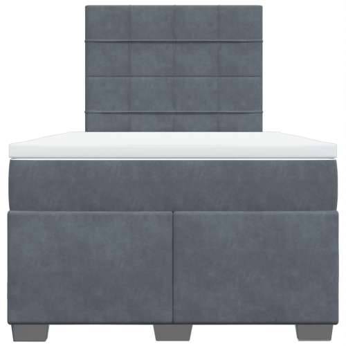 Krevet box spring s madracem tamnosivi 120 x 190 cm baršun - Tamno siva 120 x 190 cm Blok s kvadratima Cijena