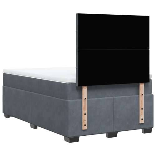 Krevet box spring s madracem tamnosivi 120 x 190 cm baršun - Tamno siva 120 x 190 cm Blok s kvadratima Cijena