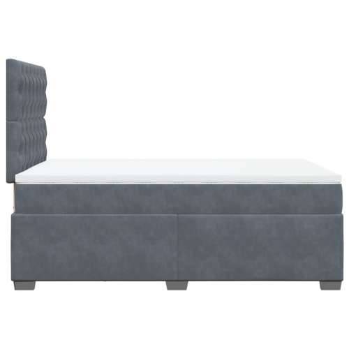Krevet box spring s madracem tamnosivi 120 x 190 cm baršun - Tamno siva 120 x 190 cm Dizajn s gumbima Cijena