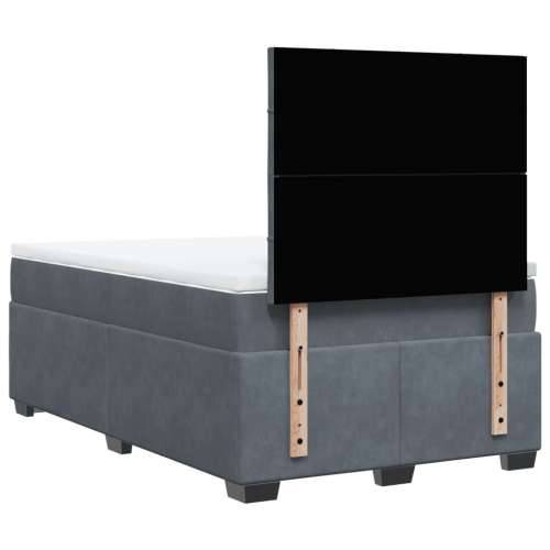 Krevet box spring s madracem tamnosivi 120 x 190 cm baršun - Tamno siva 120 x 190 cm Dizajn s gumbima Cijena