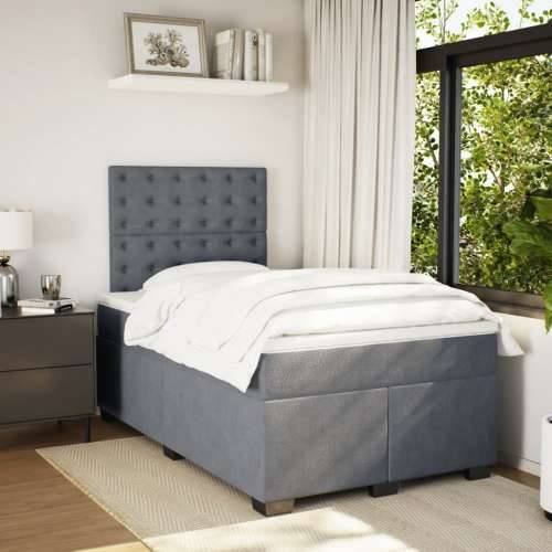 Krevet box spring s madracem tamnosivi 120 x 190 cm baršun - Tamno siva 120 x 190 cm gumbi Cijena