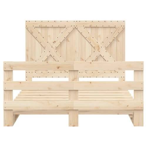 Okvir za krevet s uzglavljem 160 x 200 cm od masivne borovine Prirodna 160 x 200 cm Ne with cross headboard & footboard Cijena