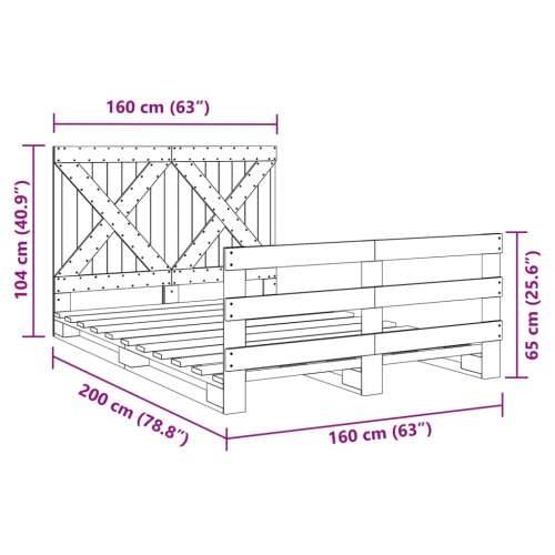 Okvir za krevet s uzglavljem 160 x 200 cm od masivne borovine Prirodna 160 x 200 cm Ne with cross headboard & footboard Cijena