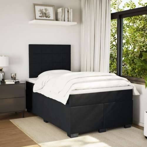 Box spring krevet s madracem crni 120 x 200 cm baršunasti - Crna 120 x 200 cm Blok s kvadratima Cijena