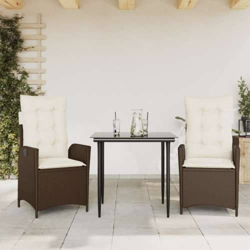 Vrtna garnitura - 3-dijelni vrtni blagovaonski set s jastucima poliratan smeđi - 80 x 80 x 74 cm Bez naslona za noge 2 Cijena