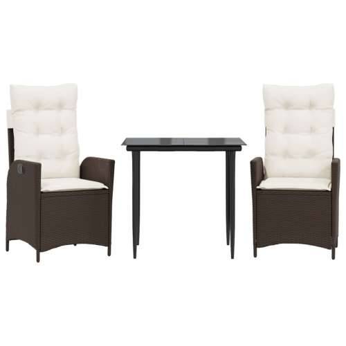 Vrtna garnitura - 3-dijelni vrtni blagovaonski set s jastucima poliratan smeđi - 80 x 80 x 74 cm Bez naslona za noge 2 Cijena