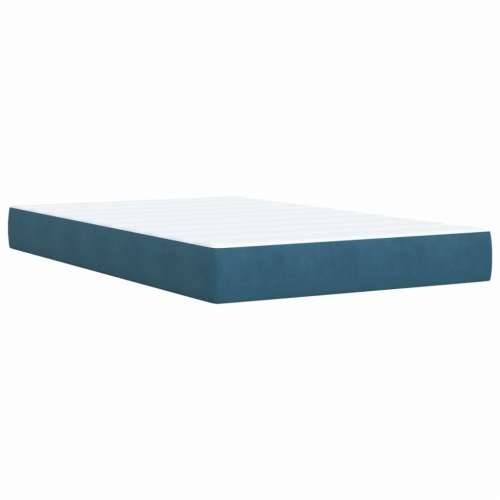 Krevet s oprugama i madracem plavi 120 x 200 cm baršun - Plava 120 x 200 cm Blok s kvadratima Cijena