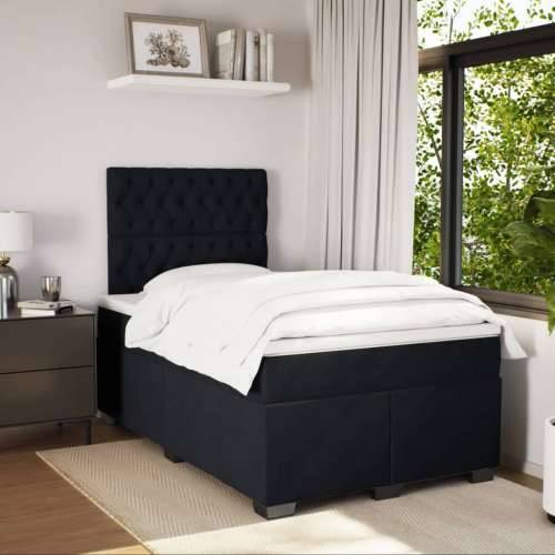 Box spring krevet s madracem crni 120 x 200 cm baršunasti - Crna 120 x 200 cm Dizajn s gumbima Cijena